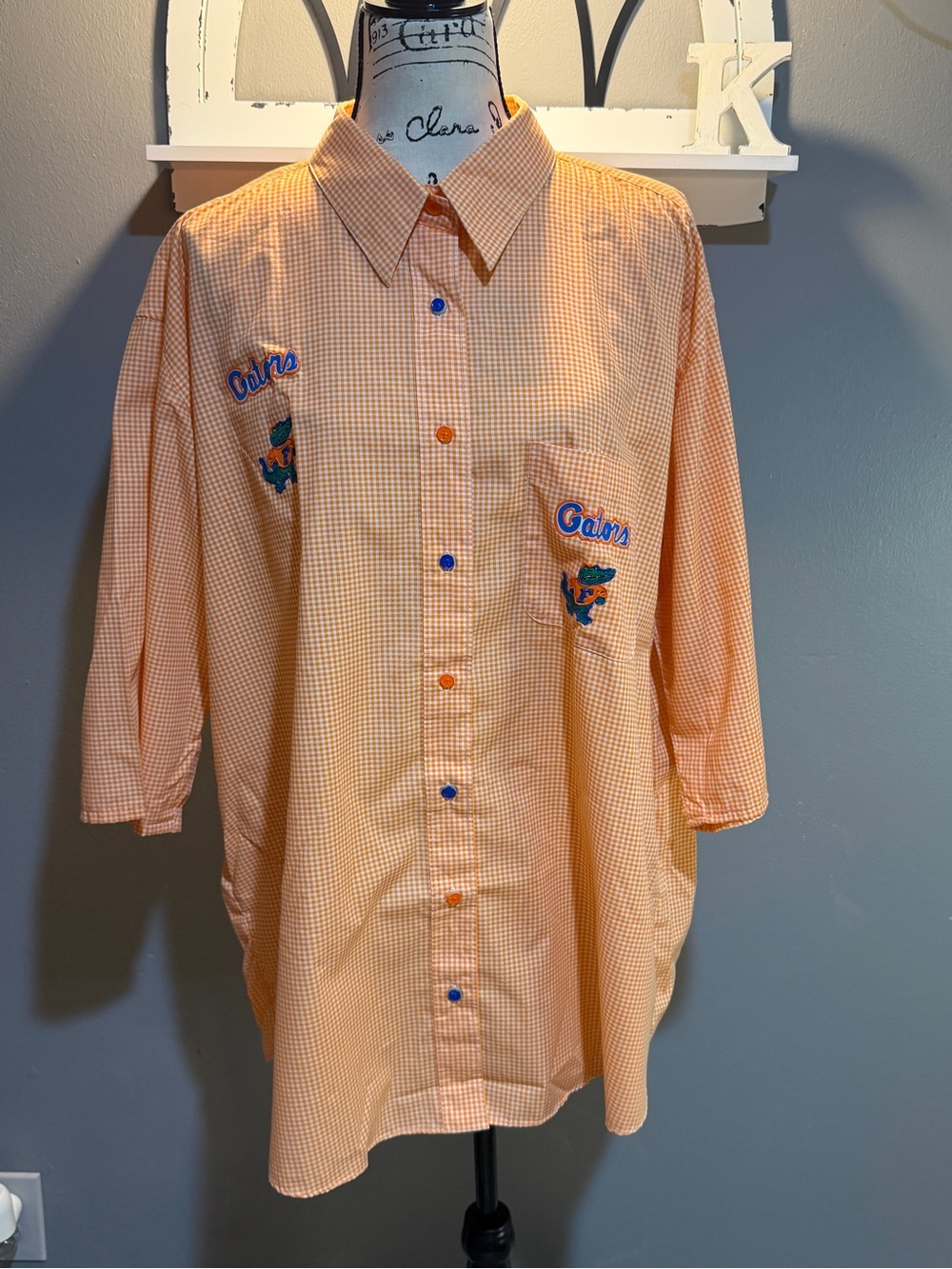 LASOLAS FLORIDA GATORS PLAID CASUAL BUTTON DOWN SZ 1X